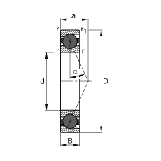 主軸軸承 HCB71912-E-T-P4S, 調節，成對或單元安裝，接觸角 α = 25°，陶瓷球，限制公差