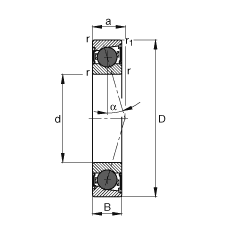 主軸軸承 HCB71912-C-2RSD-T-P4S, 調節，成對或單元安裝，接觸角 α = 15°，陶瓷球，兩側唇密封，非接觸，限制公差